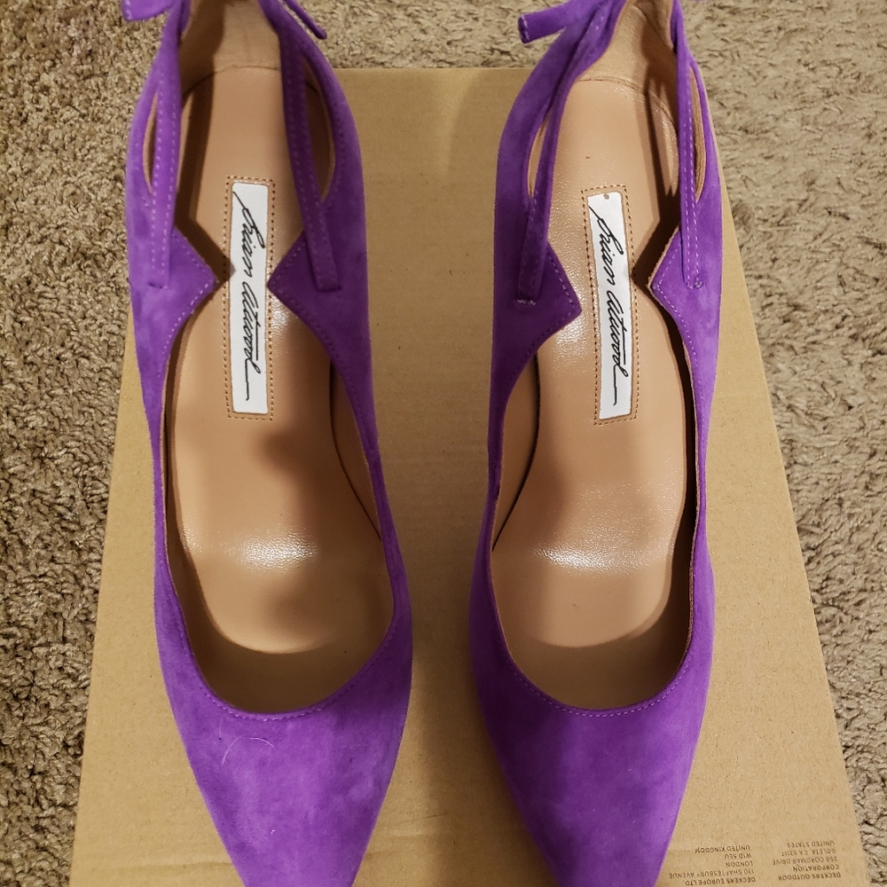 Brian Atwood purple suede pumps
